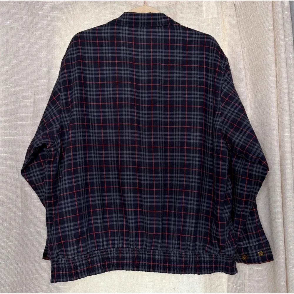 Vintage Burberrys Reversible Bomber Jacket Plaid Wool Embroidered Men's Size 48